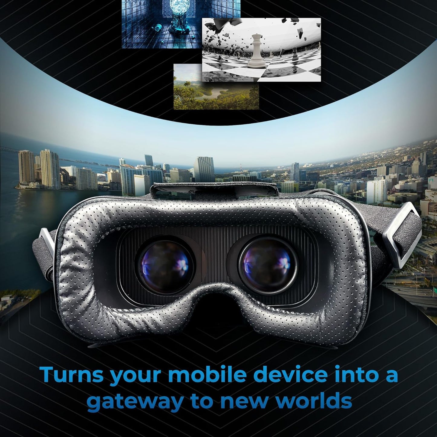 Kiiroo VR Headset for Phone - Optimized for VR Content - for iPhone, Android &amp; Windows - Fits 5.5&#34;-7.2&#34; Devices - Glasses-Friendly - 40mm HD Resin Aspherical Lens - Adjustable IPD &amp; Fixed Focus