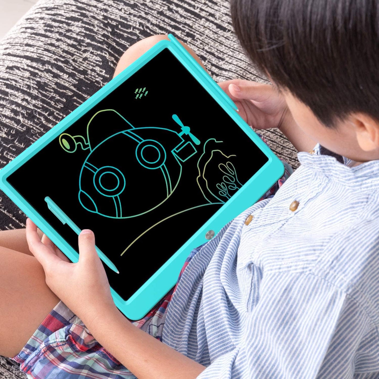 FLUESTON LCD Writing Tablet, Doodle Board Toys Gifts for 3-8 Year Old Girls Boys, 10 Inch Colorful Electronic Board Drawing Pad for Kids, Gifts for Toddler Educational Learning Travel Birthday, Blue