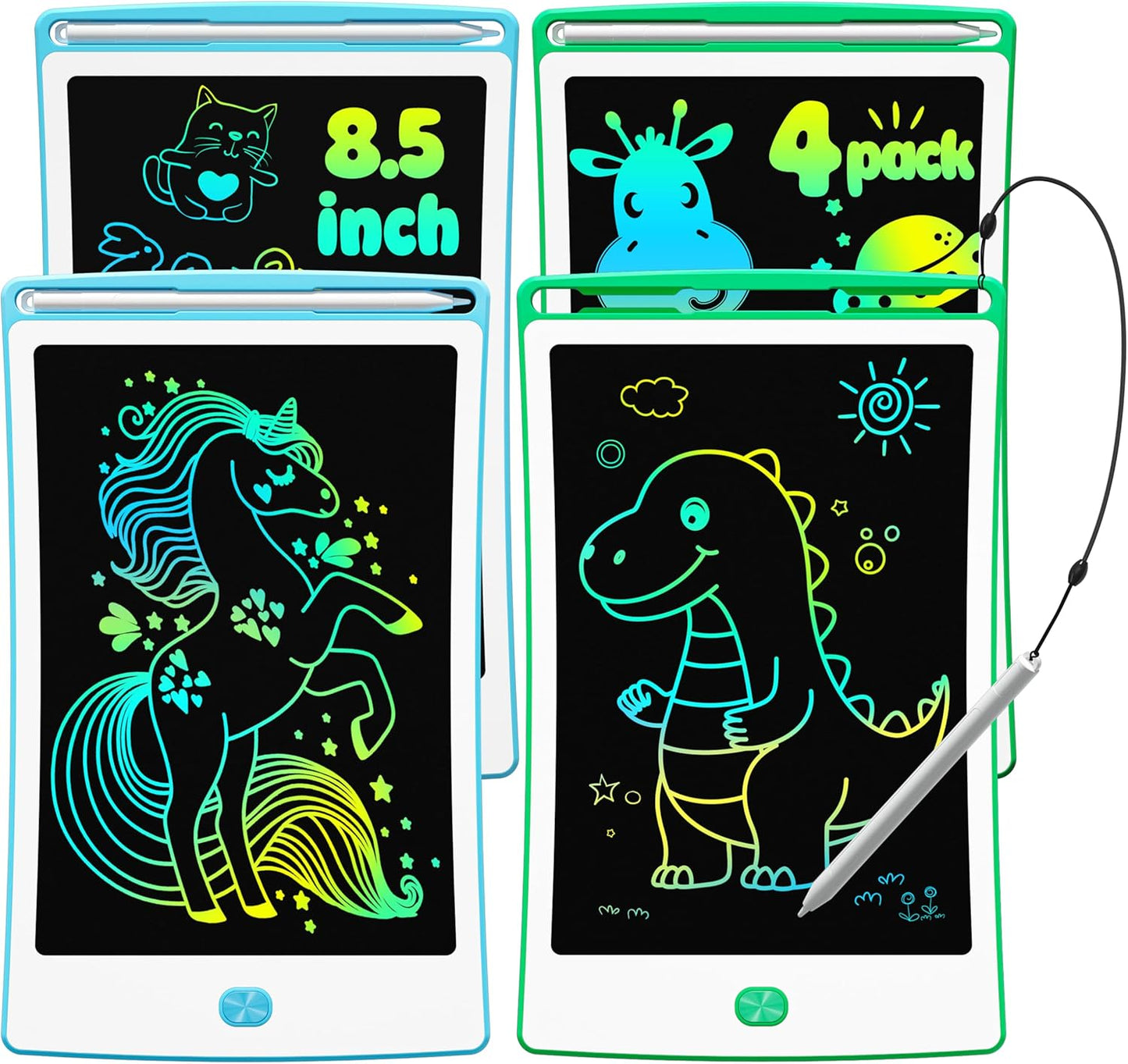 Magic Jimmy 4 Pack LCD Writing Tablet, 8.5 Inch Colorful Toddlers Drawing Tablet for Kids, Creative Doodle Board Drawing Pad, Toy Birthday Gift for 3-6 Year Old Girls Boys