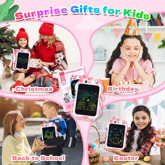 Unicorn Toys Lcd Writing Tablet for Kids, Reusable 8.5 Inch Kids Drawing Tablet, Educational Drawing Pad Doodle Board for Toddler Toys, Christmas Gifts Birthday Gifts for Ager3 4 5 6 7, Cute Girl Toys