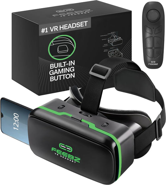 FEEBZ 3D VR Headset for Kids 2.0   Android Remote - for iPhone &amp; Android Phones | with 3D VR Videos &amp; Apps Links | Virtual Reality Goggles Set for Beginners