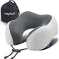 napfun Neck Pillow for Traveling, Upgraded Travel Neck Pillow for Airplane 100% Pure Memory Foam Travel Pillow for Flight Headrest Sleep, Portable Plane Accessories, Striped Black