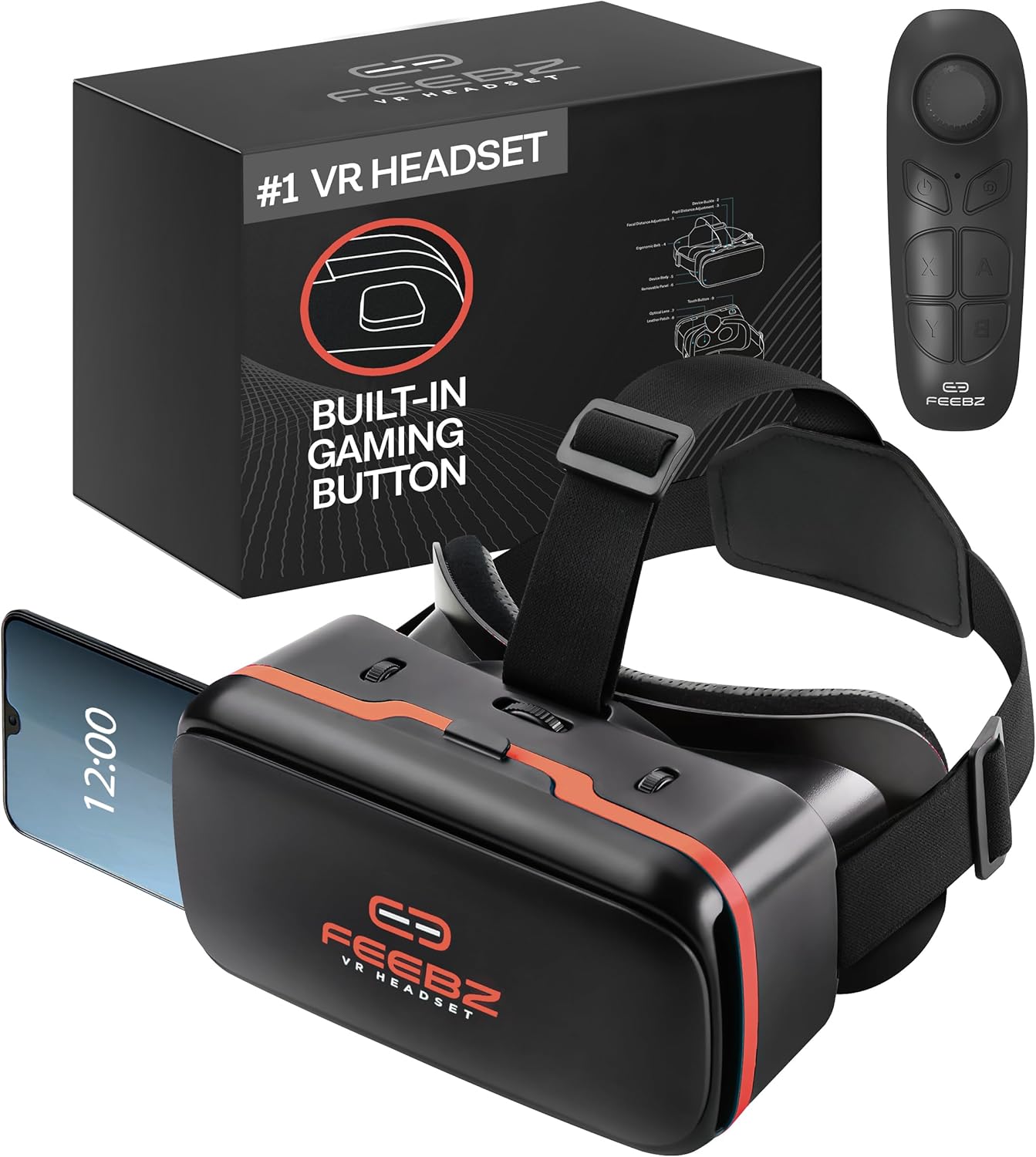 FEEBZ 3D VR Headset for Kids 2.0   Android Remote - for iPhone &amp; Android Phones | with 3D VR Videos &amp; Apps Links | Virtual Reality Goggles Set for Beginners