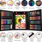 Art Supplies, 240-Piece Art Set Crafts Drawing Kits with Double Sided Trifold Easel, Includes Sketch Pads, Oil Pastels, Crayons, Colored Pencils, Gifts for Girls Boys Teen Ages 4-6-8-9-12 (Black)