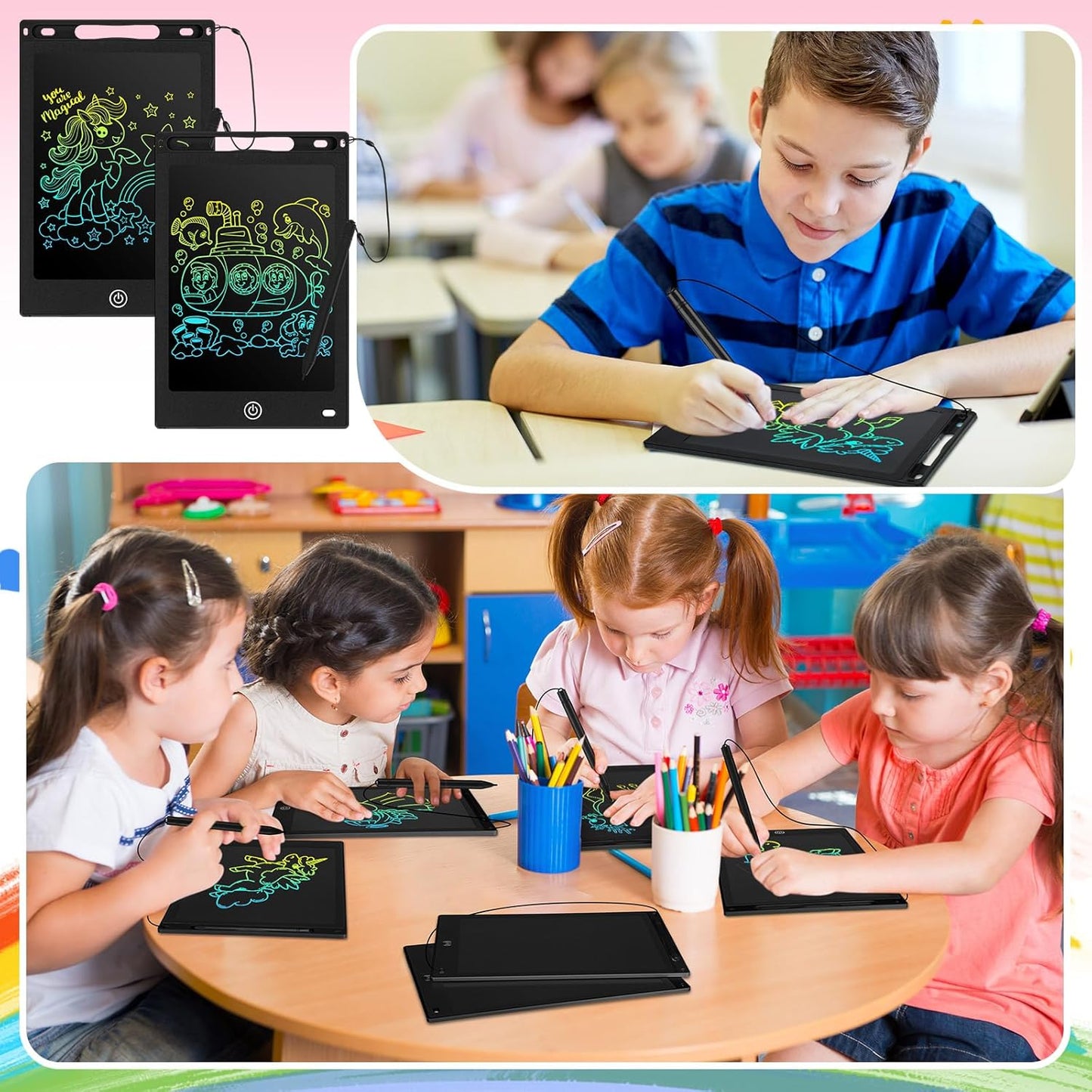 8.5" 16 Pieces LCD Writing Tablet Doodle Pad for Kids