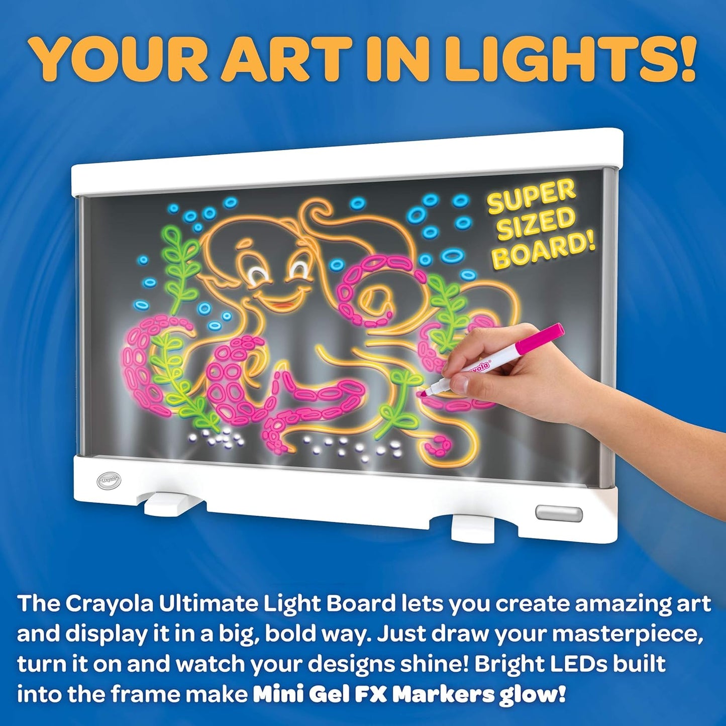 Crayola Ultimate Light Board - White, Kids Drawing Tablet, LED Drawing Board for Kids, Holiday Gift for Boys &amp; Girls, Toys for Kids, 6