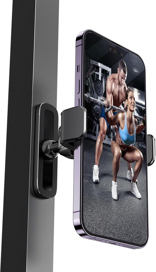 APPS2Car Gym Magnetic Phone Holder, 360 Adjustable, Compatible with 4.7-6.5&#34; Smartphones, Alloy Base and Joint, Black