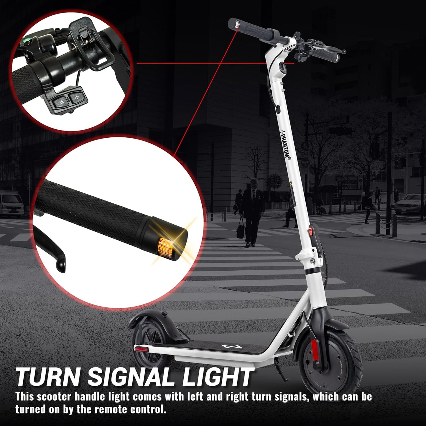 Phantomgogo Electric Scooter for Adults Scooter Foldable E-Scooter with Powerful Motor 15.5 Mph, Intelligent Light, Eco-Friendly, Perfect for Adult Commuters