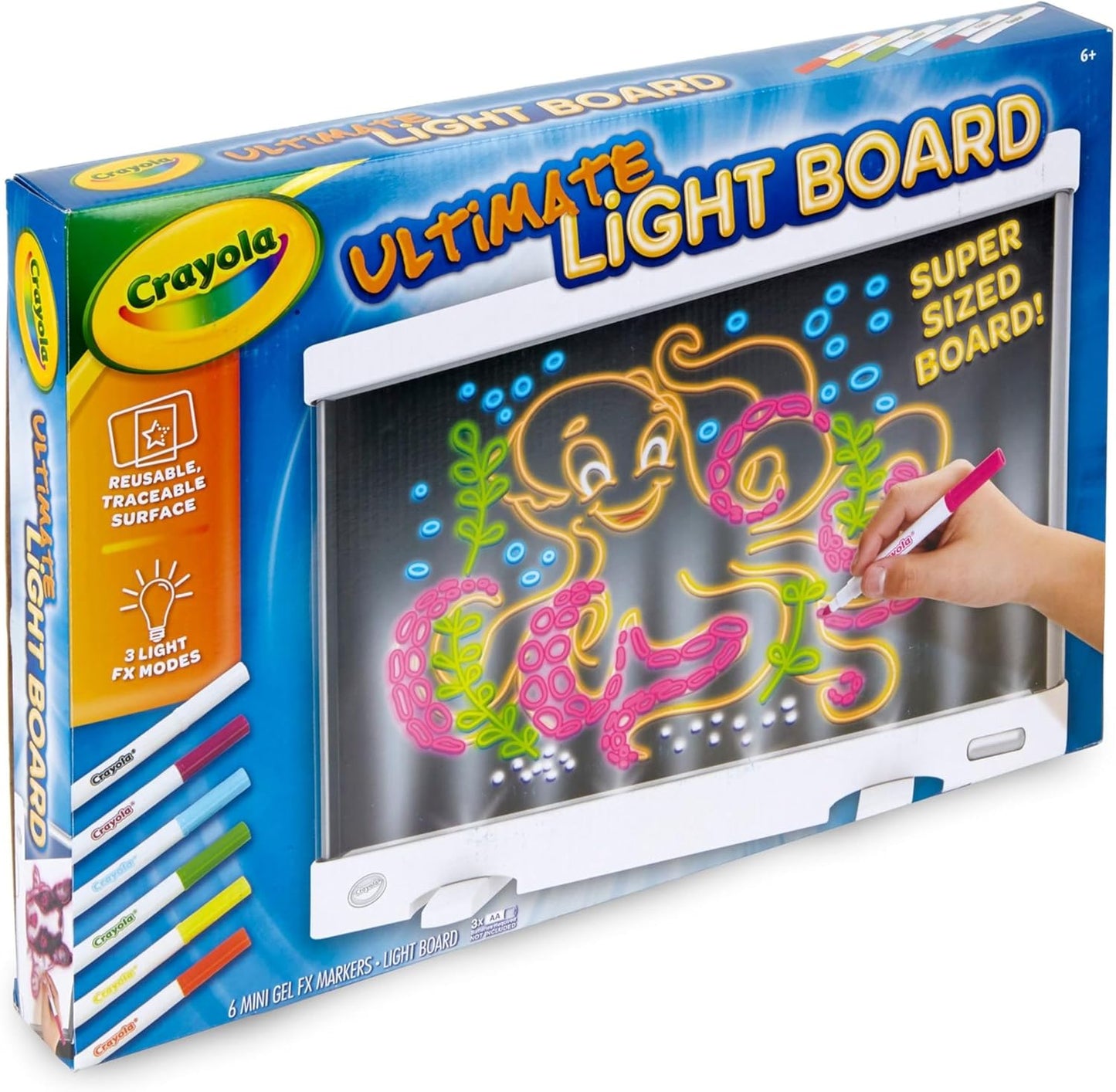 Crayola Ultimate Light Board - White, Kids Drawing Tablet, LED Drawing Board for Kids, Holiday Gift for Boys &amp; Girls, Toys for Kids, 6