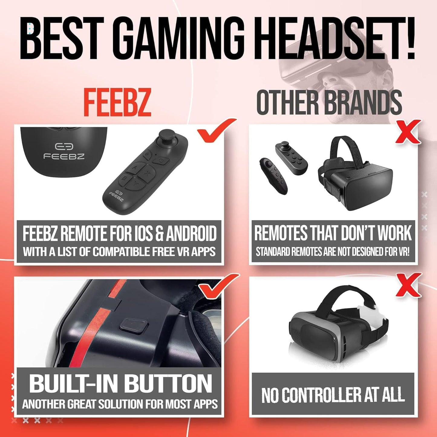 FEEBZ 3D VR Headset for Kids 2.0   Android Remote - for iPhone &amp; Android Phones | with 3D VR Videos &amp; Apps Links | Virtual Reality Goggles Set for Beginners