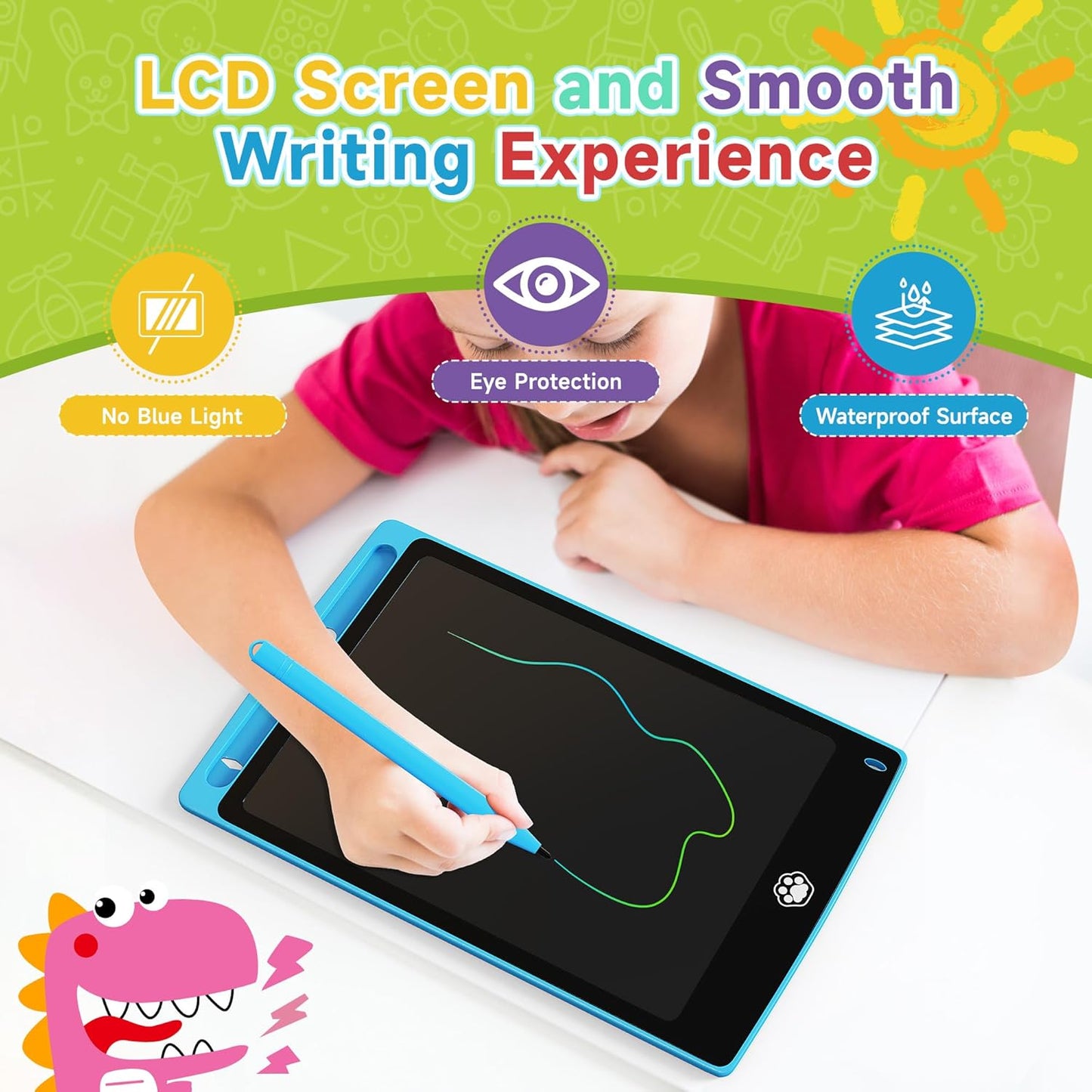 2 Pack LCD Writing Tablet, Electronic Drawing Writing Board, Erasable Drawing Doodle Board, Doodle Pad Toys for Kids Adults Learning &amp; Education, 8.5IN(Blue Pink)