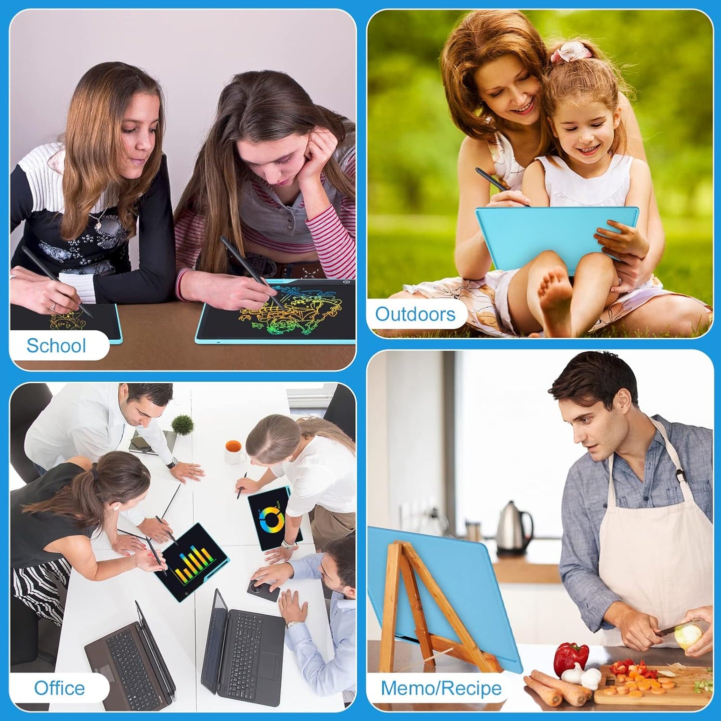 LCD Writing Tablet,16 Inch Colorful Screen Rechargeable Doodle Board Toddler Educational Toys for 3 4 5 6 Years Old Boys Girls Reusable Portable Drawing Tablet Christmas Toys Gifts for Kids (Black)
