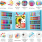 Art Supplies, 240-Piece Art Set Crafts Drawing Kits with Double Sided Trifold Easel, Includes Sketch Pads, Oil Pastels, Crayons, Colored Pencils, Gifts for Girls Boys Teen Ages 4-6-8-9-12 (Black)