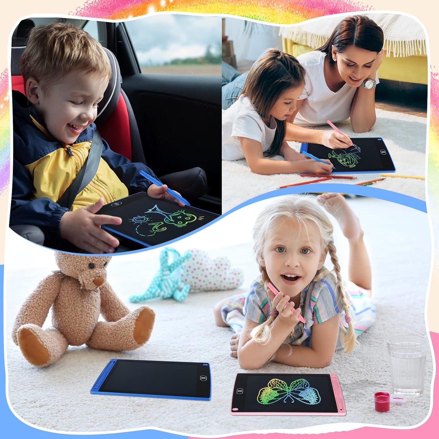8.5" 16 Pieces LCD Writing Tablet Doodle Pad for Kids