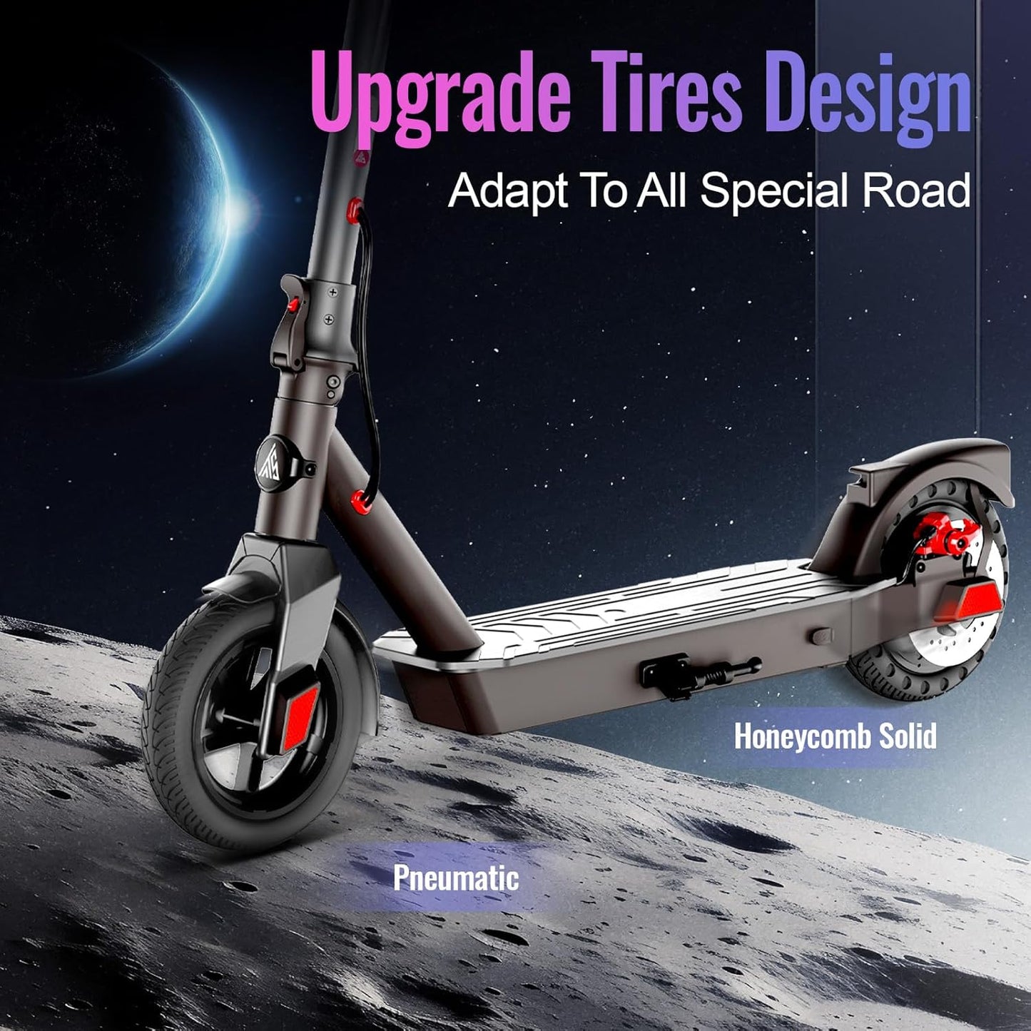 TST Electric Scooter for Adults, Up to 19 MPH and 20/30 Miles Long-Range, 500W Peak Motor Foldable E Scooter, 10&#34; Solid Rear Tire and Pneumatic Front Tire, Dual Braking System and App Control