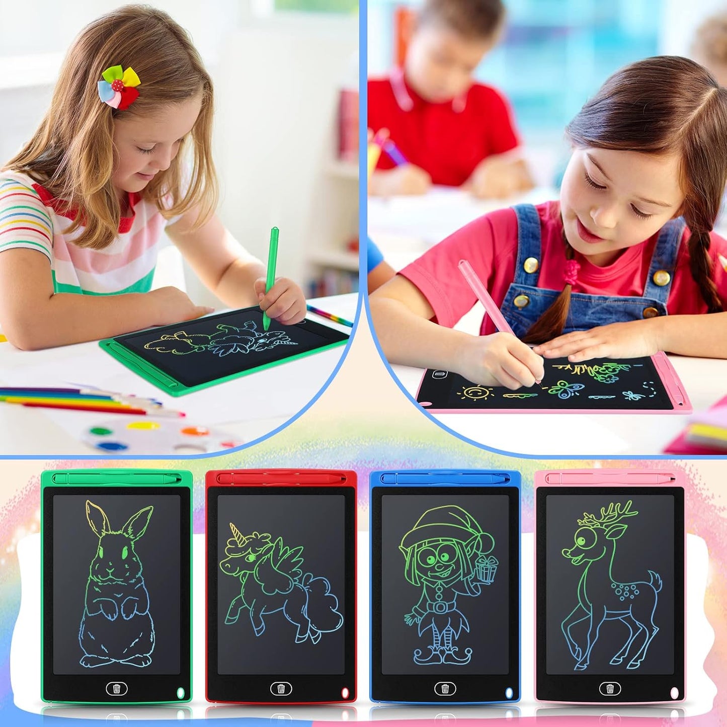 8.5" 16 Pieces LCD Writing Tablet Doodle Pad for Kids