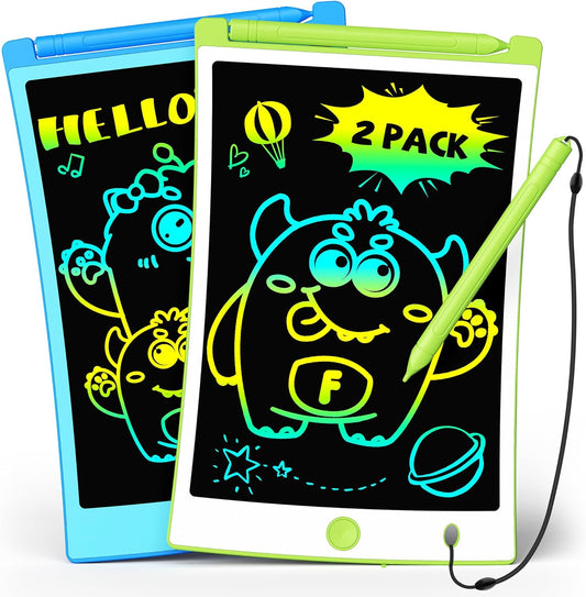 TEKFUN 2 Pack LCD Writing Tablet with Stylus, 8.5in Erasable Doodle Board Mess Free Drawing Pad for Kids, Car Trip Educational Toys Birthday Christmas Gift for 3 4 5 6 7 Girls Boys (2*Blue)