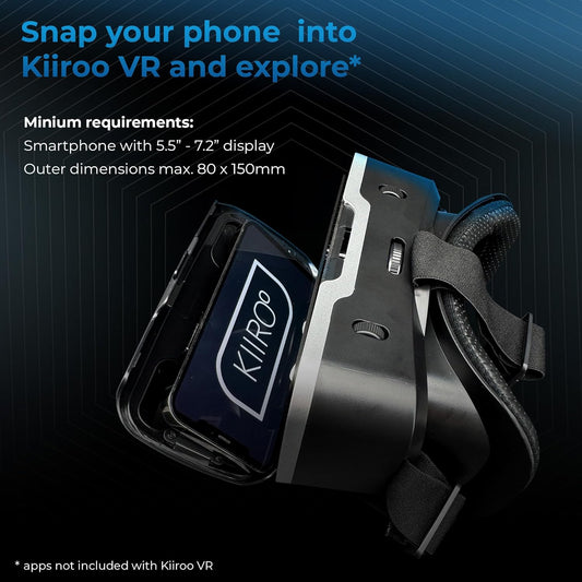 Kiiroo VR Headset for Phone - Optimized for VR Content - for iPhone, Android &amp; Windows - Fits 5.5&#34;-7.2&#34; Devices - Glasses-Friendly - 40mm HD Resin Aspherical Lens - Adjustable IPD &amp; Fixed Focus