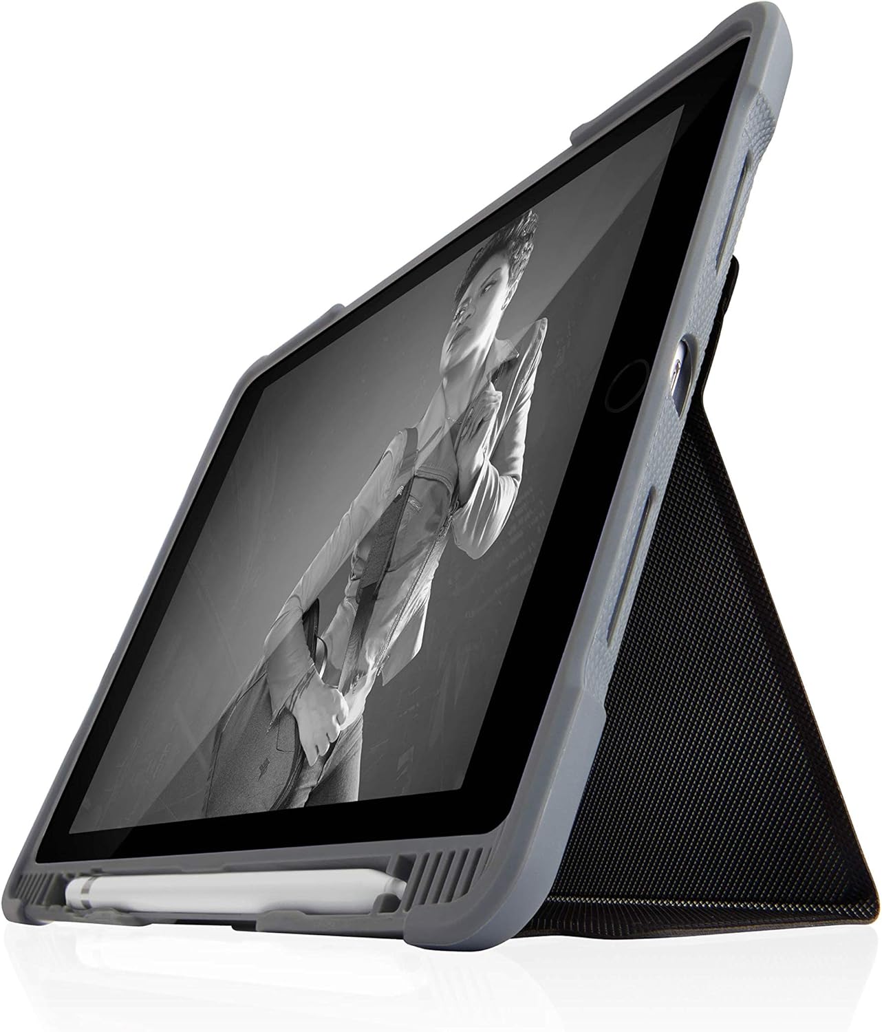 STM Dux Plus Duo for iPad (9th/8th/7th Gen) 10.2&#34; Case: Maximum Drop Protection, Clear Back, Apple Pencil/Logitech Crayon storage with Magnetic Battery Saving On/Off Cover- Black