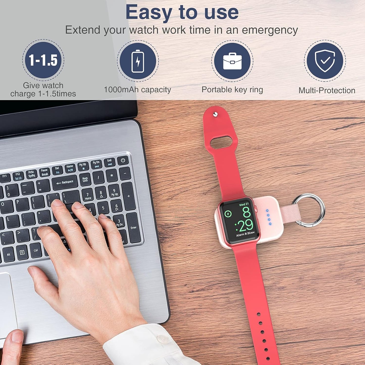 i.VALUX for Apple Watch Charger Portable Magnetic i Watch Charger, Keychain Travel Accessories Smart Wireless Charging Battery Pack Power Bank for Apple Watch Series 10/9/8/7/6/5/4/3/2/1/SE/Ultra1 2