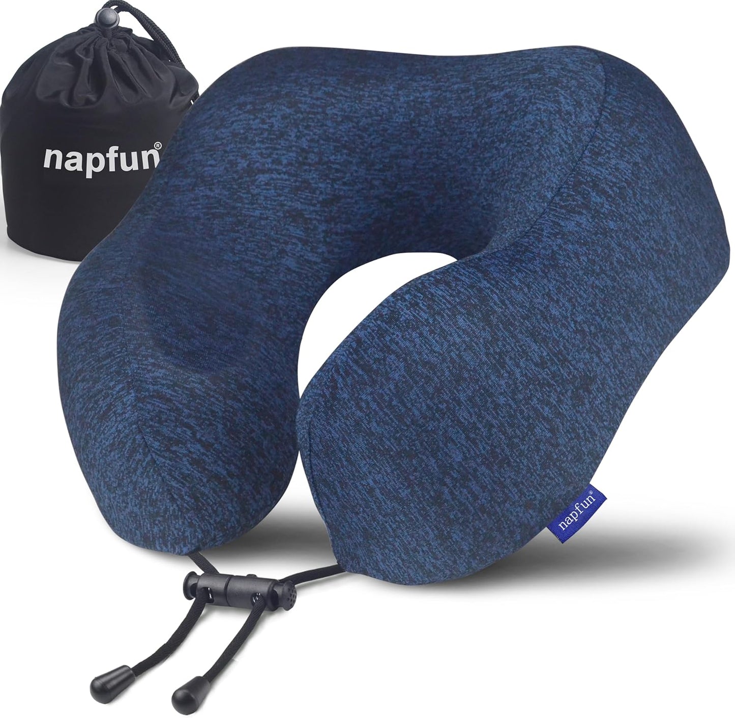 napfun Neck Pillow for Traveling, Upgraded Travel Neck Pillow for Airplane 100% Pure Memory Foam Travel Pillow for Flight Headrest Sleep, Portable Plane Accessories, Striped Black