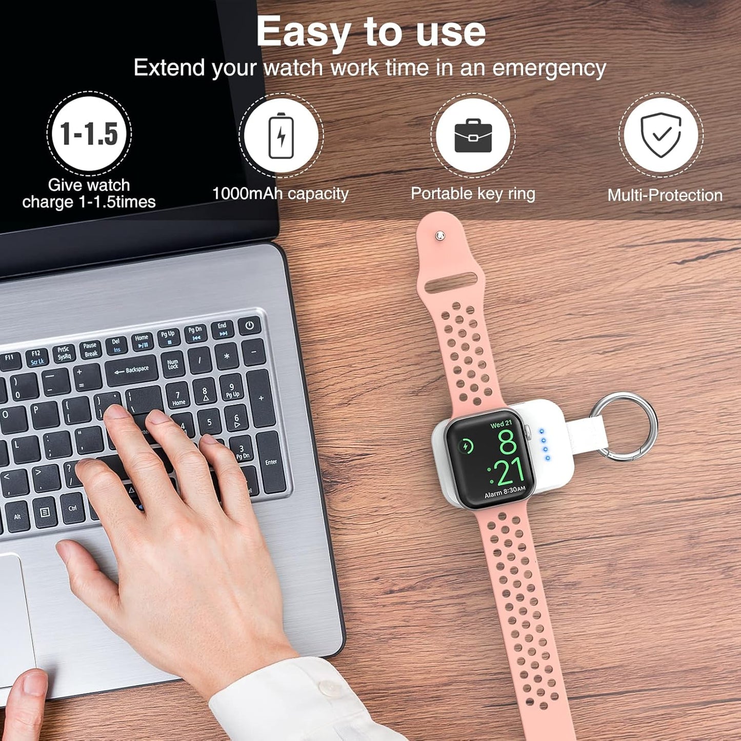 i.VALUX for Apple Watch Charger Portable Magnetic i Watch Charger, Keychain Travel Accessories Smart Wireless Charging Battery Pack Power Bank for Apple Watch Series 10/9/8/7/6/5/4/3/2/1/SE/Ultra1 2