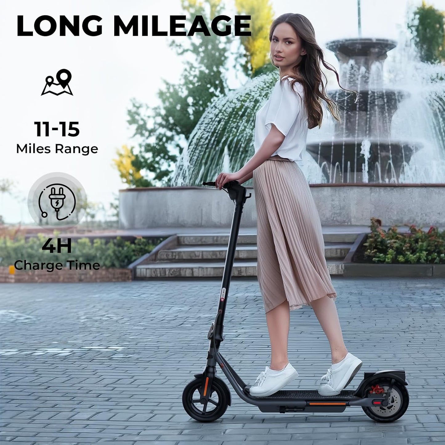 SISIGAD Electric Scooter Adults 8.5 Inch Tires, 300W Motor Peak 500W, Max 19 Mph Speed, 15 Miles Long Range, Portable Folding E-Scooter for Commuting with Dual Brakes, APP Control, Slate Gray