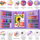 Art Supplies, 240-Piece Art Set Crafts Drawing Kits with Double Sided Trifold Easel, Includes Sketch Pads, Oil Pastels, Crayons, Colored Pencils, Gifts for Girls Boys Teen Ages 4-6-8-9-12 (Black)
