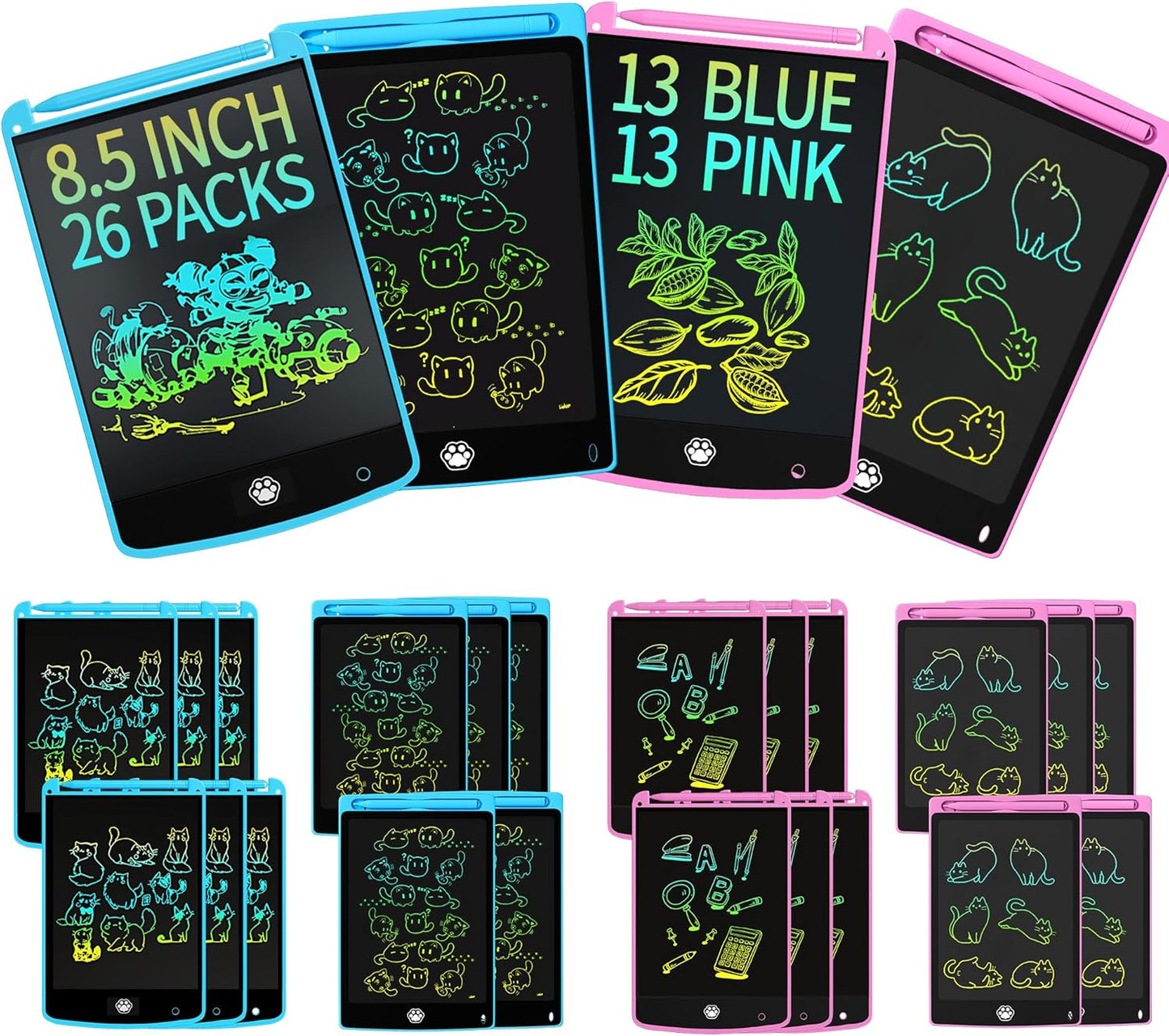 2 Pack LCD Writing Tablet, Electronic Drawing Writing Board, Erasable Drawing Doodle Board, Doodle Pad Toys for Kids Adults Learning &amp; Education, 8.5IN(Blue Pink)