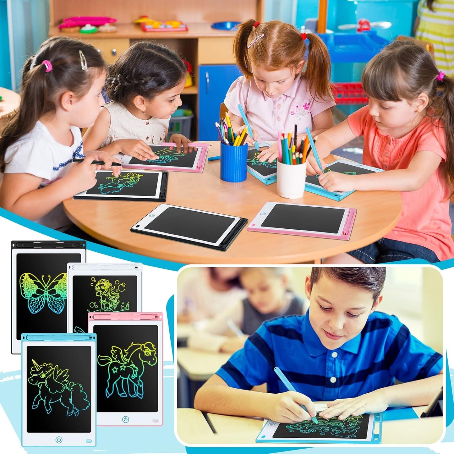 8.5" 16 Pieces LCD Writing Tablet Doodle Pad for Kids