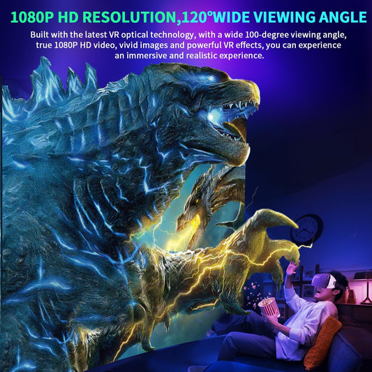 VR Headset for Smartphones, Ultra-Wide 120° Viewing Angle, Adjustable Focus and Eye Width, Aspherical Optical Lens, Good Heat Dissipation, 4.5-6.5 Inch Smartphone