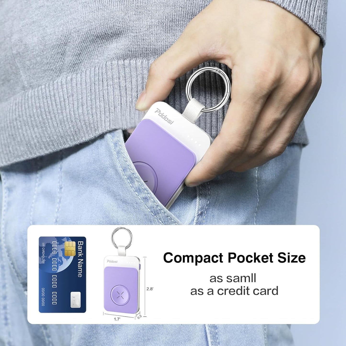 Pddosi Portable Wireless Charger Compatible for Apple Watch Series 10/9/8/UItra/7/6/5/4/3/2/SE, 1500mAh Portable iWatch Charger Travel, Magnetic Portable Watch Charger Keychain with USB C (Pink)