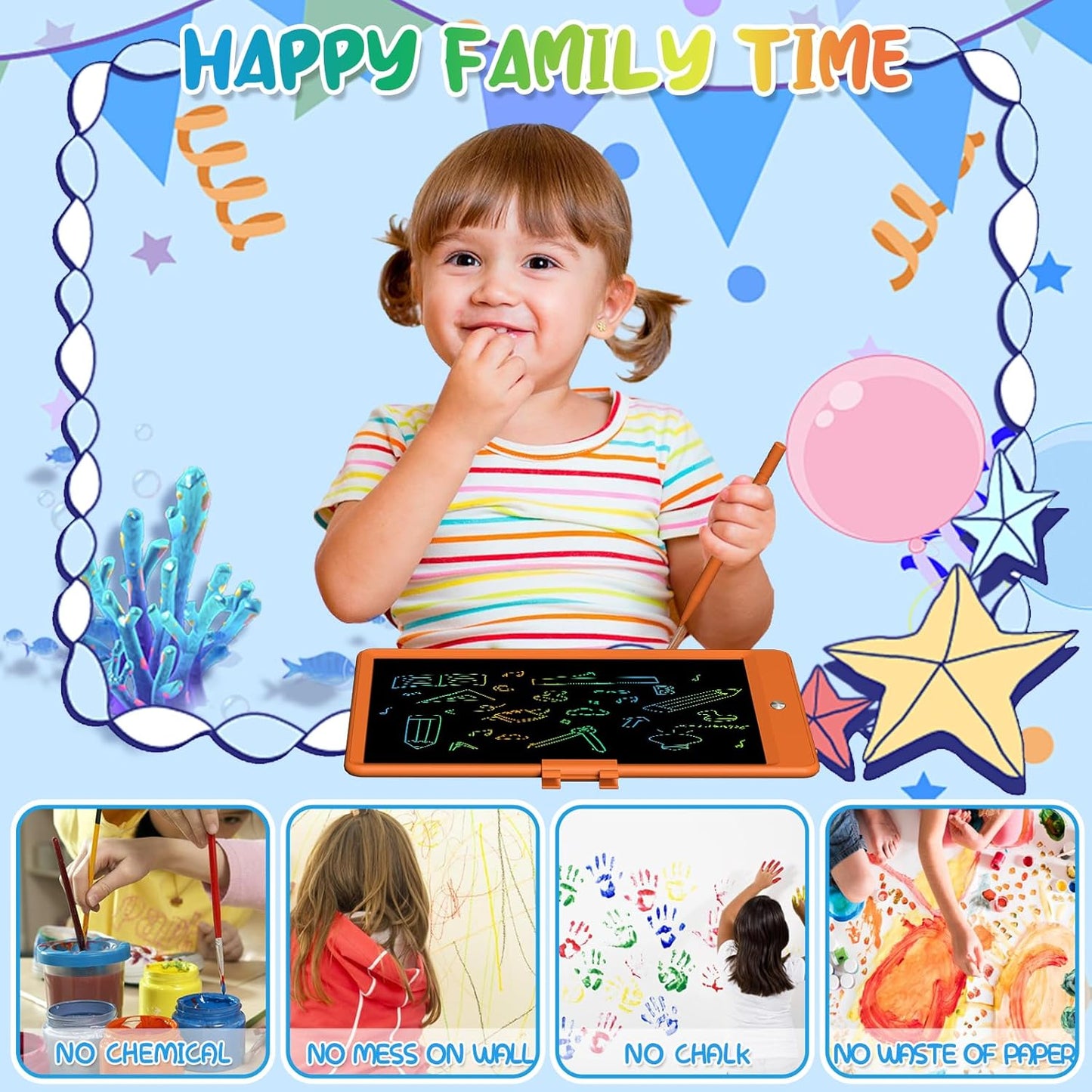 PYTTUR LCD Writing Tablet for Kids 10 Inch Colorful Toddler Drawing Tablet Reusable Doodle Board Electronic Drawing Pads Educational and Learning Kids Toys for Girls(Pink)