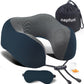 napfun Neck Pillow for Traveling, Upgraded Travel Neck Pillow for Airplane 100% Pure Memory Foam Travel Pillow for Flight Headrest Sleep, Portable Plane Accessories, Striped Black