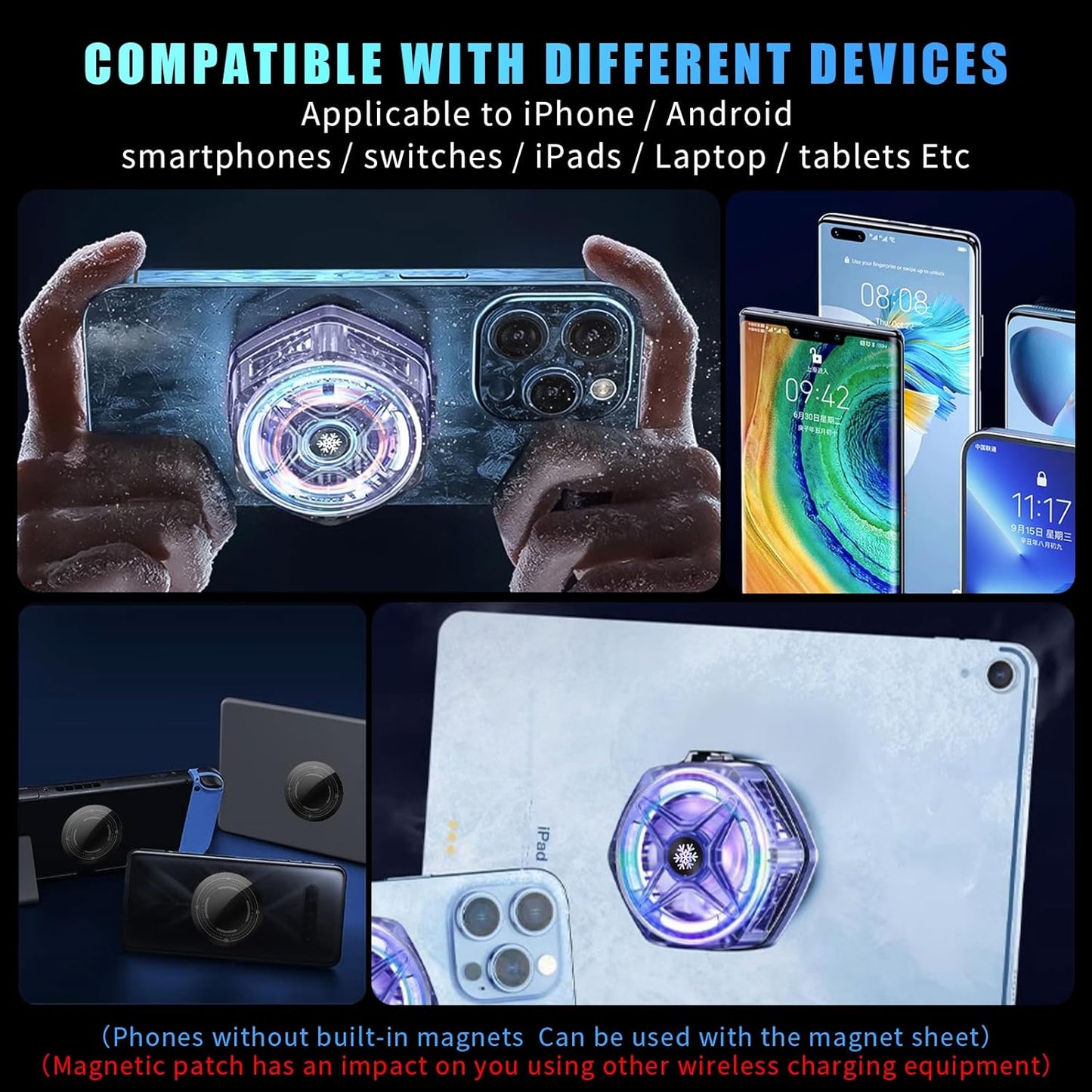 Gosemai Phone Cooler for Gaming Streaming Radiator with LED Display Semiconductor Cooling Ideal for Android iPad iPhone Compatible with MagSafe
