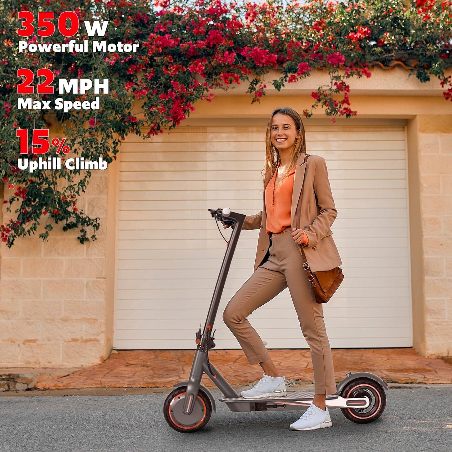 Electric Scooter Adults, Up to 22 Mph, 350W Motor Peak 500W, Foldable E-Scooter for Adults, Escooter Adults with App Control, Dual Syspension with Turn Signal Light, Dual Braking