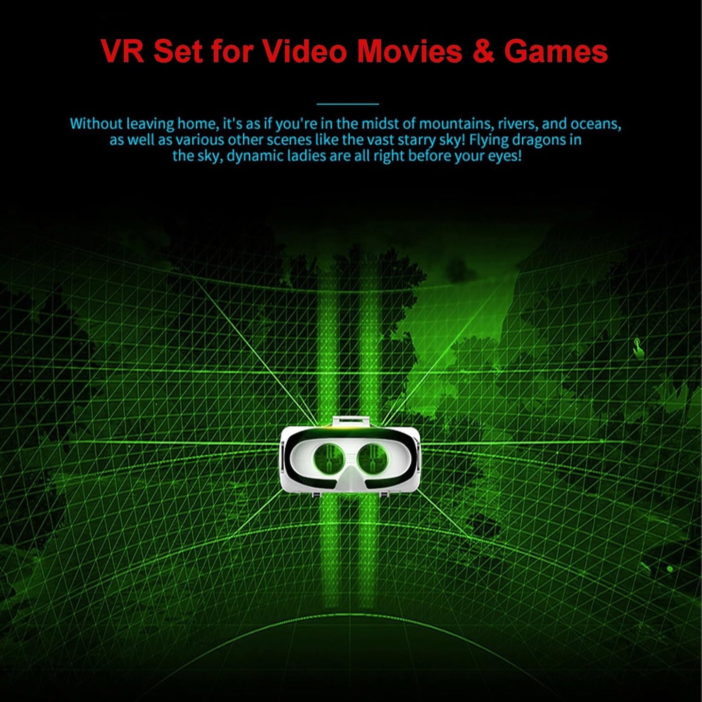 VR Headset for Phone 4.7-7.8 Inch iOS and Android, 3D Virtual Reality Glasses with Controller and Headphones, Vr Glasses for Kids and Adult Play Vr Games &amp; 3D Movies, for Men/Kids (