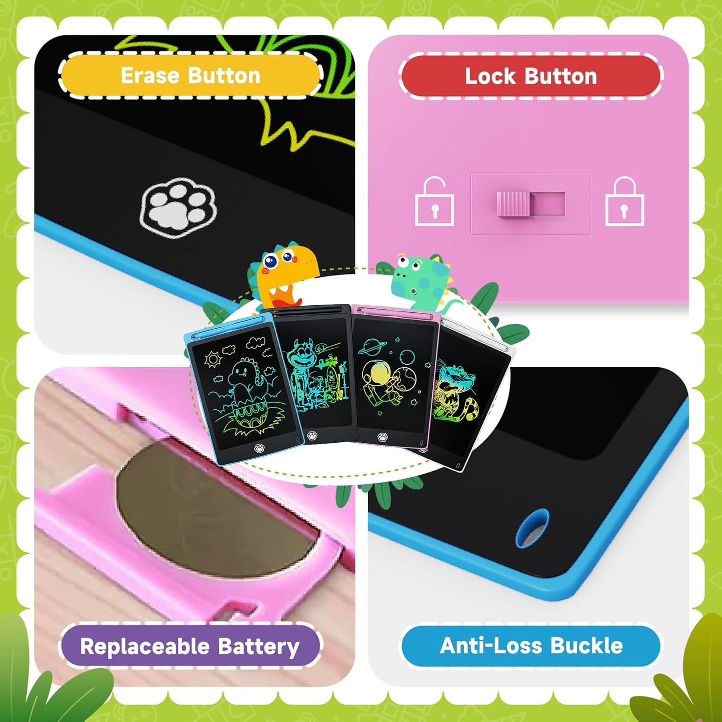 2 Pack LCD Writing Tablet, Electronic Drawing Writing Board, Erasable Drawing Doodle Board, Doodle Pad Toys for Kids Adults Learning &amp; Education, 8.5IN(Blue Pink)