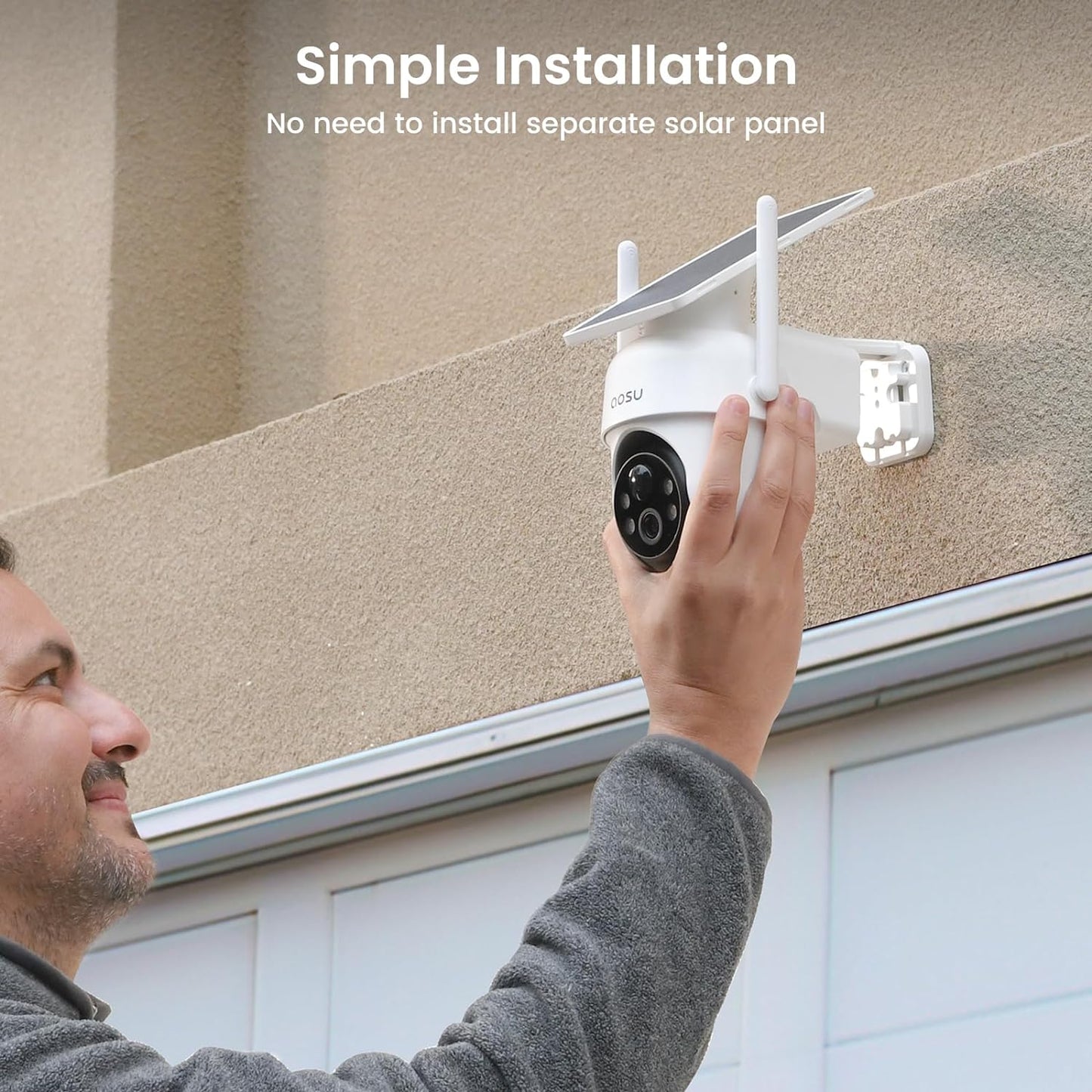 AOSU Security Cameras Outdoor Wireless, 4 Cam-Kit, No Subscription, Solar-Powered, Home Security Cameras System with 360° Pan &amp; Tilt, Auto Tracking, 2K Color Night Vision, Easy Setup, 5G &amp; 2.4G WiFi