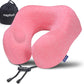 napfun Neck Pillow for Traveling, Upgraded Travel Neck Pillow for Airplane 100% Pure Memory Foam Travel Pillow for Flight Headrest Sleep, Portable Plane Accessories, Striped Black