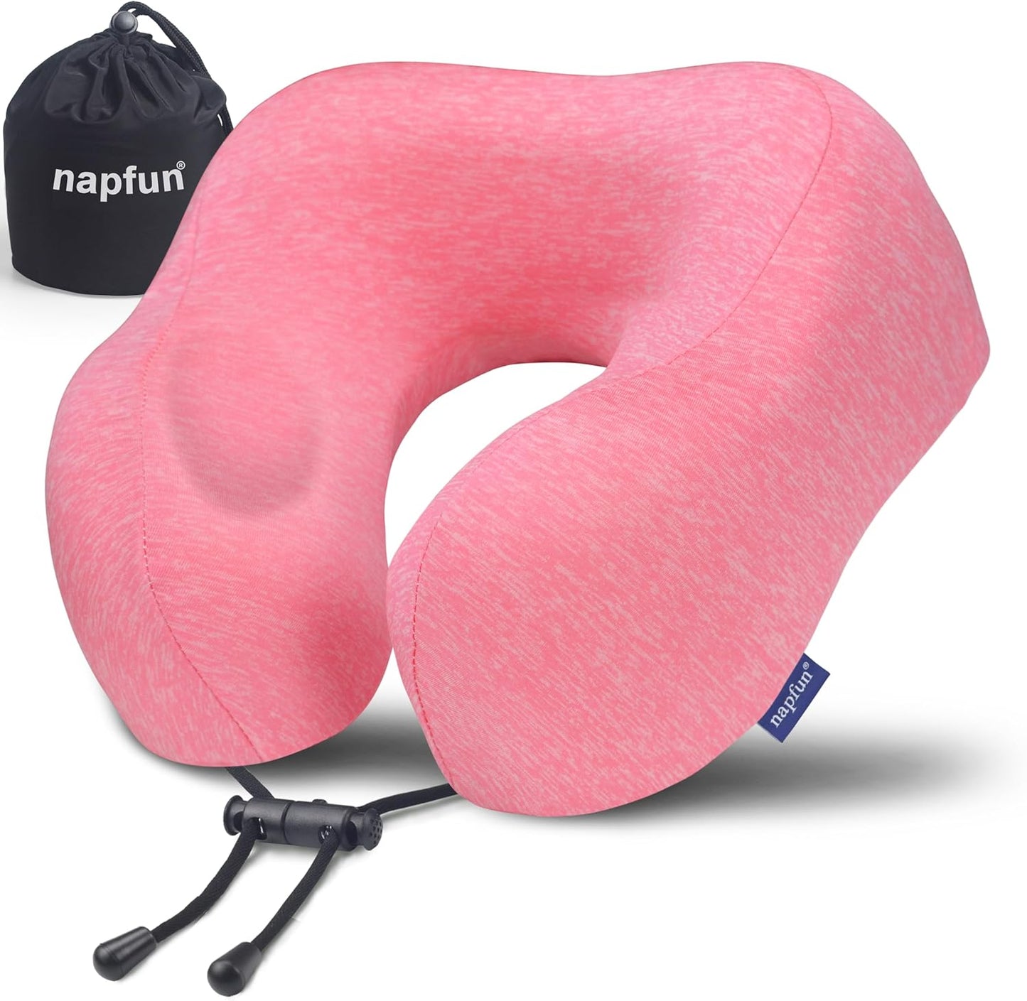 napfun Neck Pillow for Traveling, Upgraded Travel Neck Pillow for Airplane 100% Pure Memory Foam Travel Pillow for Flight Headrest Sleep, Portable Plane Accessories, Striped Black