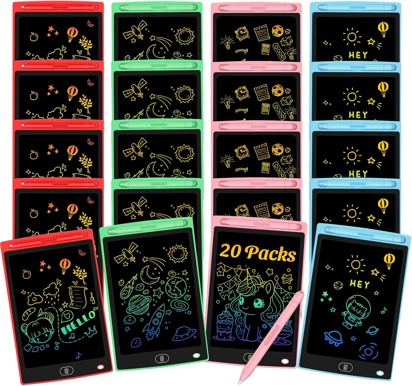 3 Pack LCD Writing Tablet for Kids - Erasable and Reusable Toddler Doodle Board in 8.5 inch, Ideal Drawing Pad for Learning Toy for Ages 3-8, Gift for Girls Boys (3 Pack (Pink,Blue, Green))