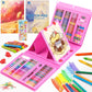 Art Supplies, 240-Piece Art Set Crafts Drawing Kits with Double Sided Trifold Easel, Includes Sketch Pads, Oil Pastels, Crayons, Colored Pencils, Gifts for Girls Boys Teen Ages 4-6-8-9-12 (Black)