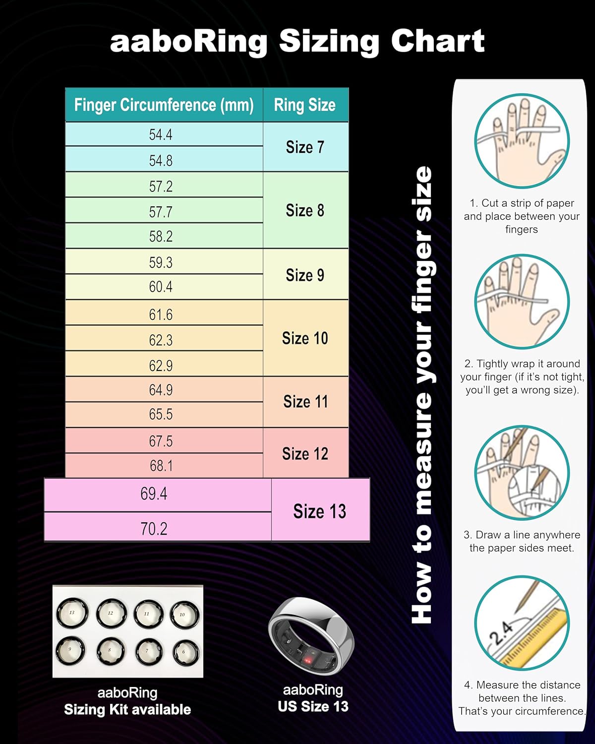 Aabo AI Smart Ring for Men &amp; Women | Fitness Tracking - 32 Modes | Sleep &amp; Stress Monitoring | Titanium Ring | No App Subscription | IP68 Water Resistant | Upto 7-Day Battery Life |Black, Size 11