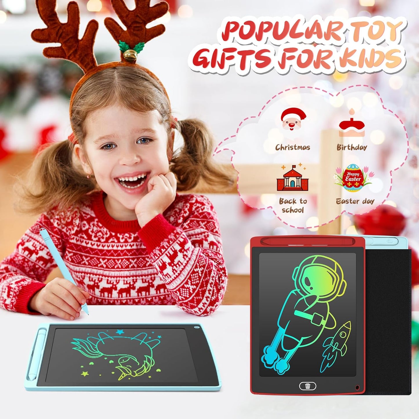 3 Pack LCD Writing Tablet, Colorful Toddler Drawing Tablet Doodle Board for Kids, Erasable Reusable Electronic Drawing Pad, LEYAOYAO Educational and Learning Toy for 3-6 Years Old Boy and Girl