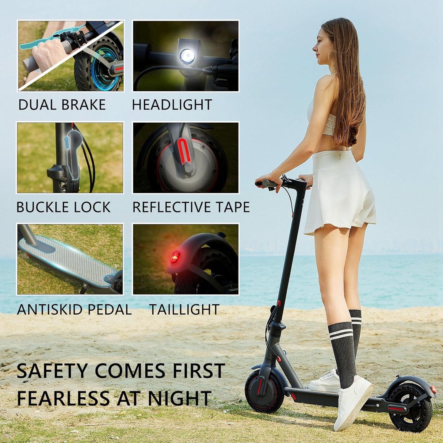 OAKEROO G5.0 Electric Scooter Adults - 21Mile Range &amp; 19MPH Speed E-Scooter, 350W Scooter for Adults up to 264lbs, Folding Scooters with 8.5&#34; Solid Tires, Dual Braking, Mobile APP