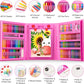 Art Supplies, 240-Piece Art Set Crafts Drawing Kits with Double Sided Trifold Easel, Includes Sketch Pads, Oil Pastels, Crayons, Colored Pencils, Gifts for Girls Boys Teen Ages 4-6-8-9-12 (Black)
