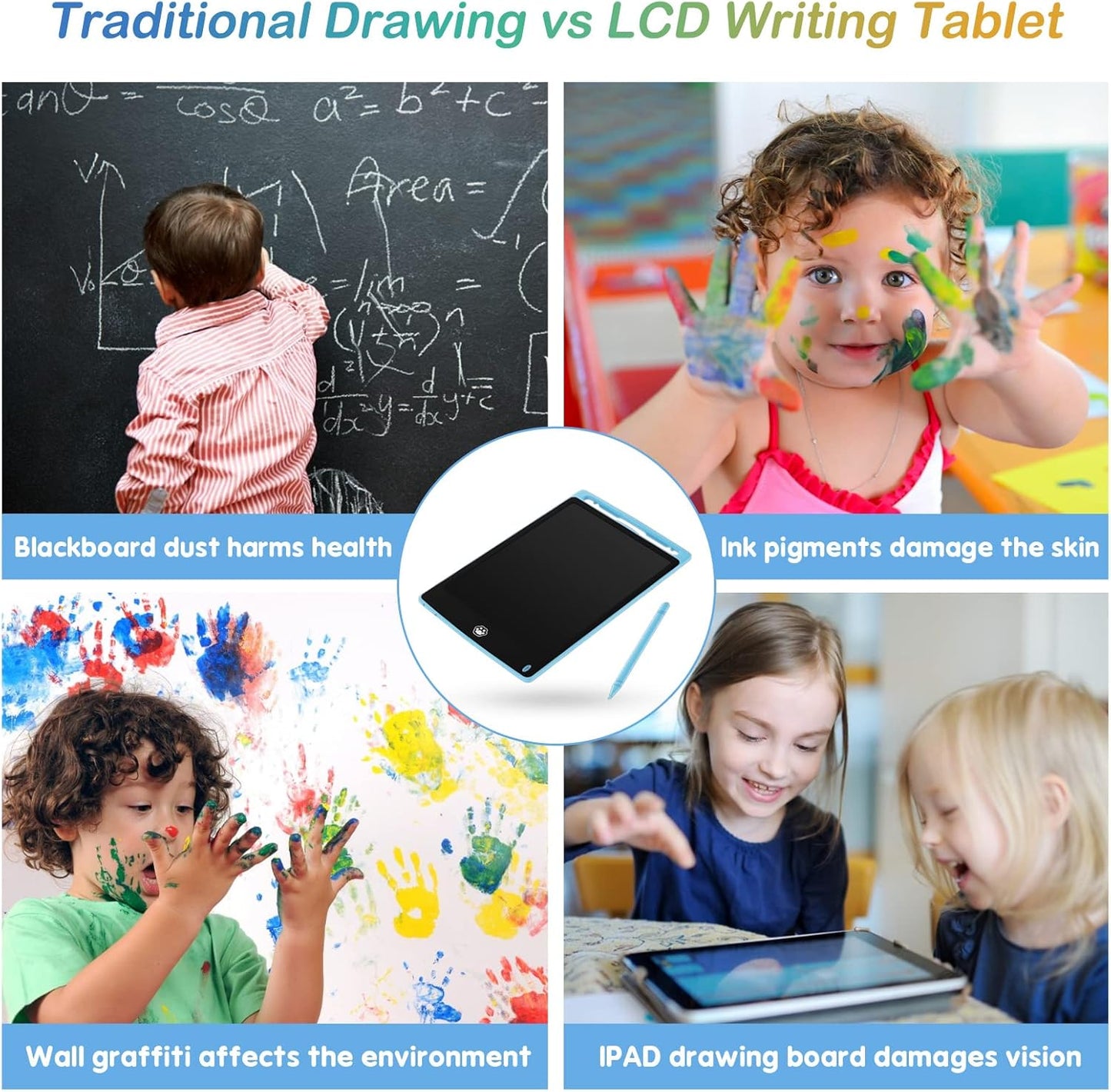 2 Pack LCD Writing Tablet, Electronic Drawing Writing Board, Erasable Drawing Doodle Board, Doodle Pad Toys for Kids Adults Learning &amp; Education, 8.5IN(Blue Pink)