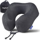 napfun Neck Pillow for Traveling, Upgraded Travel Neck Pillow for Airplane 100% Pure Memory Foam Travel Pillow for Flight Headrest Sleep, Portable Plane Accessories, Striped Black