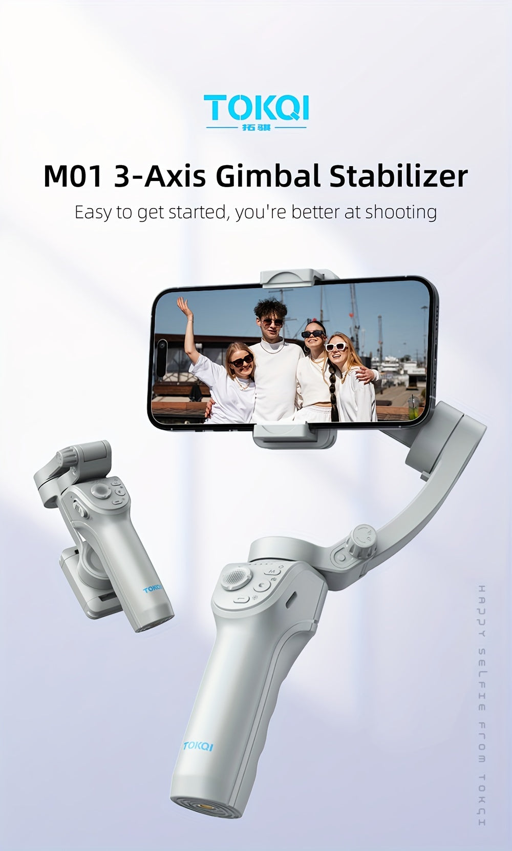 Smartphone Gimbal Stabilizer, Intelligent Gimbal, 3-Axis Smartphone Gimbal, Target Tracking, Portable and Foldable, Automatic Tracking Smartphone Stabilizer, Smartphone Gimbal with ActiveTrack, Stabilizer for Video Recording, Vlogging Stabilizer